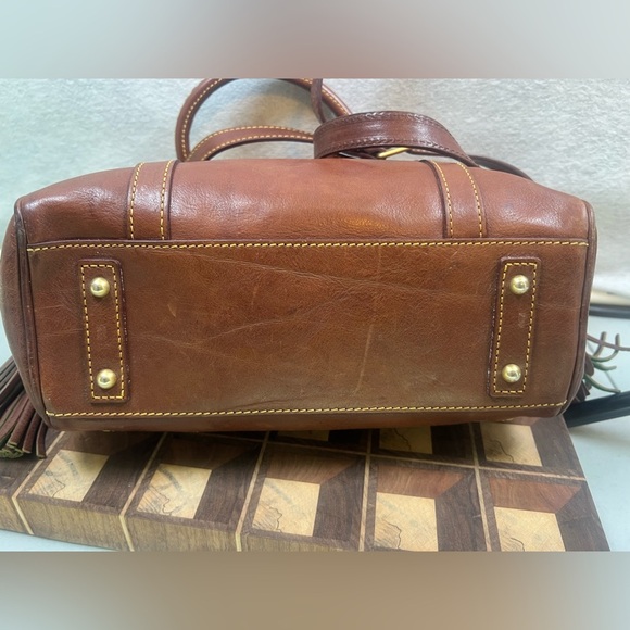 Dooney Bourke Handbag Chestnut Florentine Leather Front Pocket‎ Satchel - Picture 6 of 15